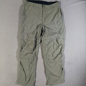 Vintage L.L. Bean Convertible Hiking Pants Mens L Reg Nylon Olive Green‎ Outdoor